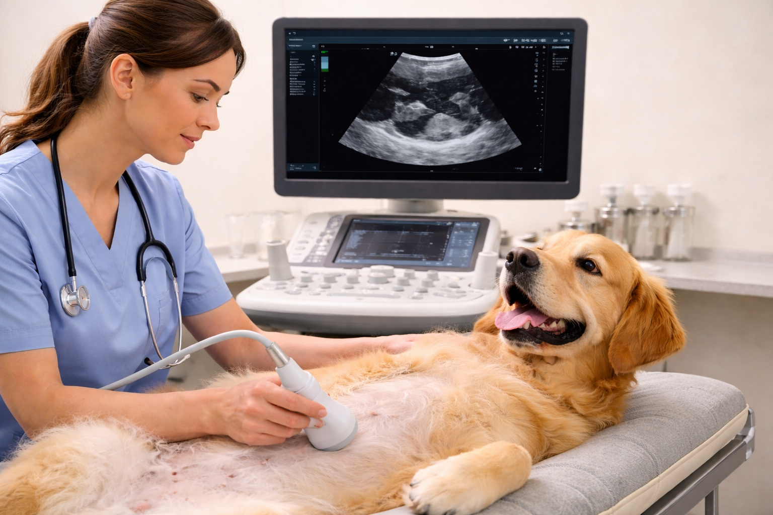 Ultrassonografia veterinária em cão